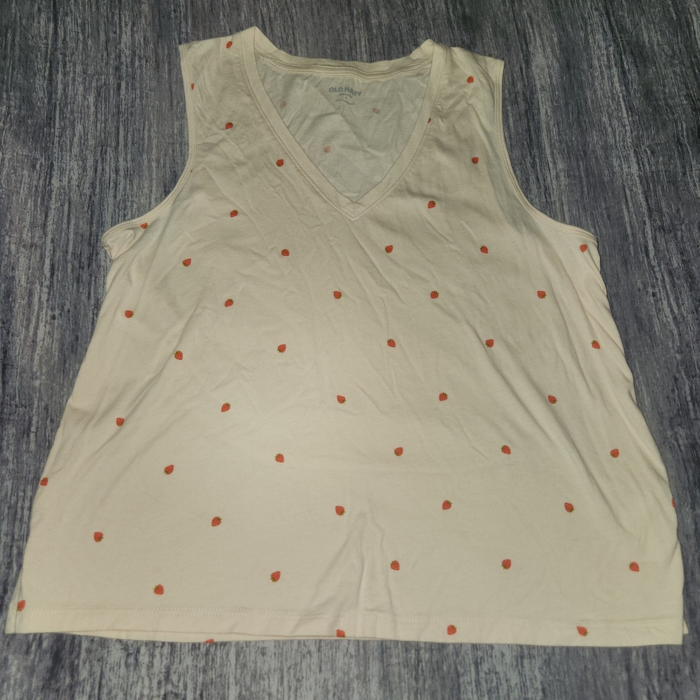 *5‎ for $25* Old Navy Blush V-Neck Sleeveless Top Strawberries Size Small